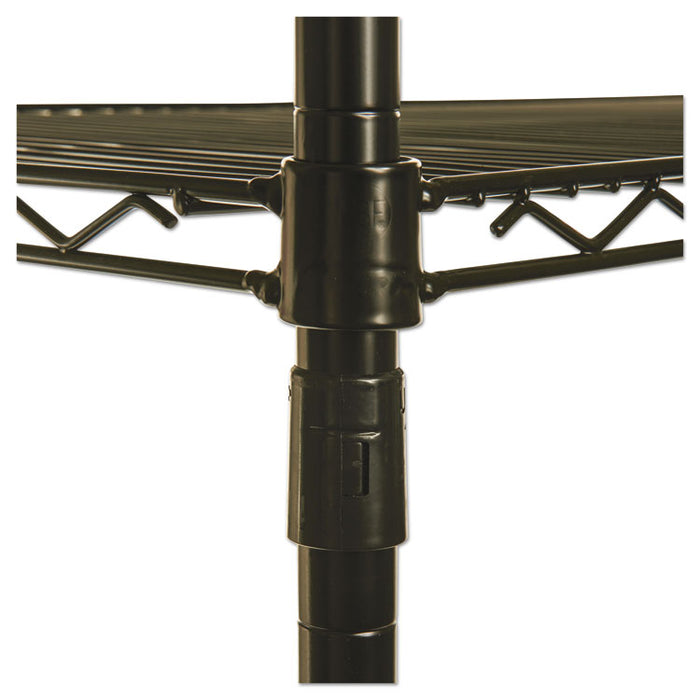 NSF Certified Industrial Four-Shelf Wire Shelving Kit, 36w x 24d x 72h, Black