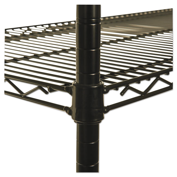NSF Certified Industrial Four-Shelf Wire Shelving Kit, 36w x 18d x 72h, Black