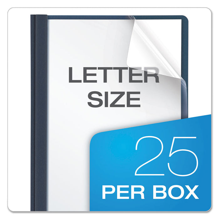 Clear Front Standard Grade Report Cover, Three-Prong Fastener, 0.5" Capacity, 8.5 x 11,  Clear/Dark Blue, 25/Box