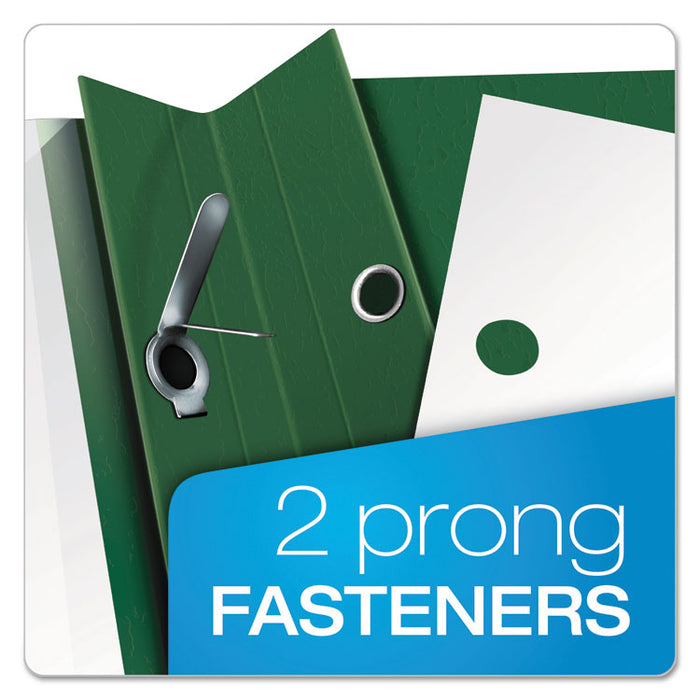 Clear Front Report Cover, Three-Prong Fastener, 0.5" Capacity, 8.5 x 11, Clear/ Hunter Green, 25/Box