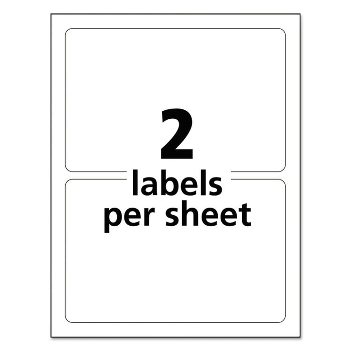 Durable Permanent ID Labels with TrueBlock Technology, Laser Printers, 5 x 8.13, White, 2/Sheet, 50 Sheets/Pack