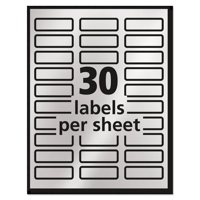 Foil Mailing Labels, Inkjet Printers, 0.75 x 2.25, Silver, 30/Sheet, 10 Sheets/Pack