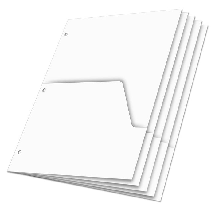 Double Pocket Dividers for Ring Binders, Untabbed, 11 x 8.5, White, 5/Pack