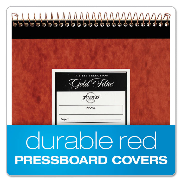 Gold Fibre Retro Wirebound Writing Pads, Red Cover, Wide/Legal Rule and Quadrille Rule (5 sq/in), (70) White 8.5 x 11 Sheets