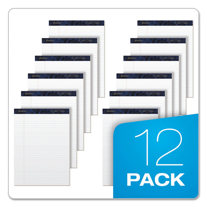 Gold Fibre Quality Writing Pads, Wide/Legal Rule, (50) White 8.5 x 11 Sheets, Dozen
