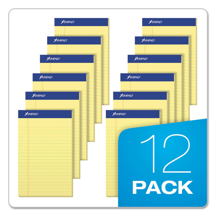 Perforated Writing Pads, Narrow Rule, (50) Canary Yellow 5 x 8 Sheets, Dozen