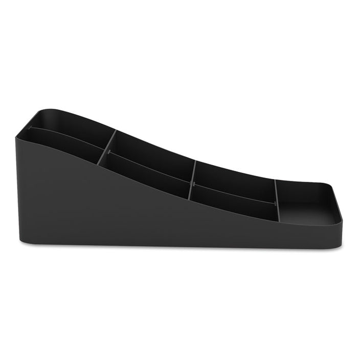 Trove Seven-Compartment Coffee Condiment Organizer, 7.75 x 16 x 5.25, Black