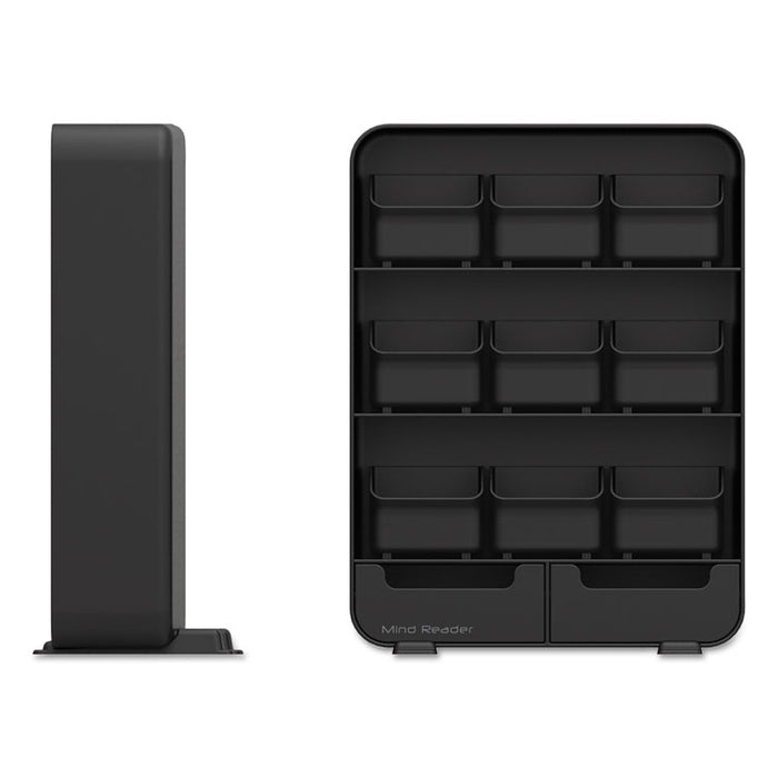 Baggy Nine-Drawer Tea Bag and Accessory Holder, 10.24 x 4.33 x 13.11, Black
