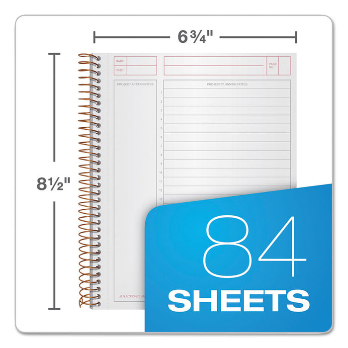 JEN Action Planner, 1-Subject, Narrow Rule, Black Cover, (84) 8.5 x 6.75 Sheets