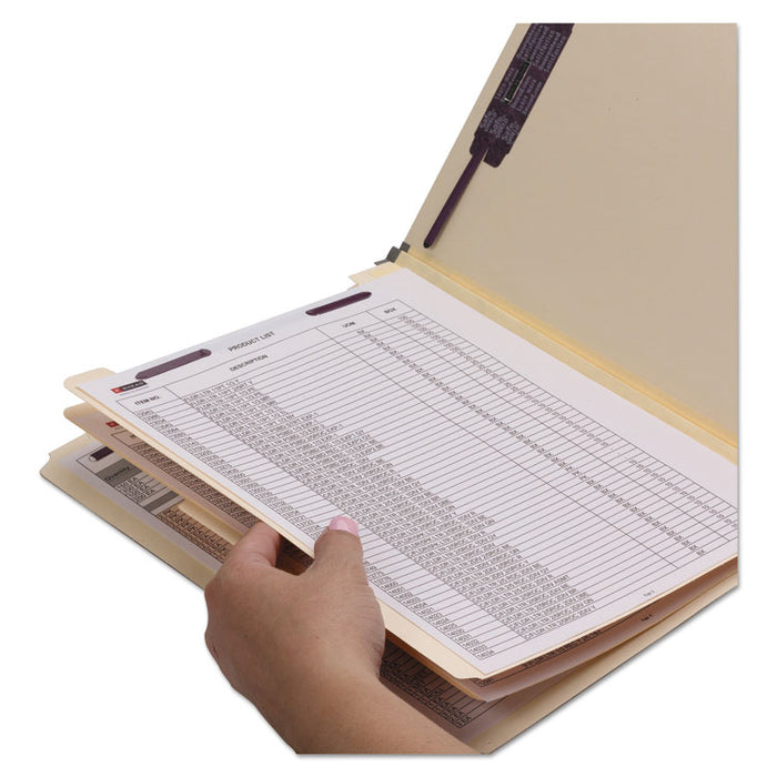 SuperTab Classification Folders, 2/5-Cut Tab, Expands 2", 2 Dividers, 6 SafeSHIELD Fasteners, Letter Size, Dark Gray, 10/Box