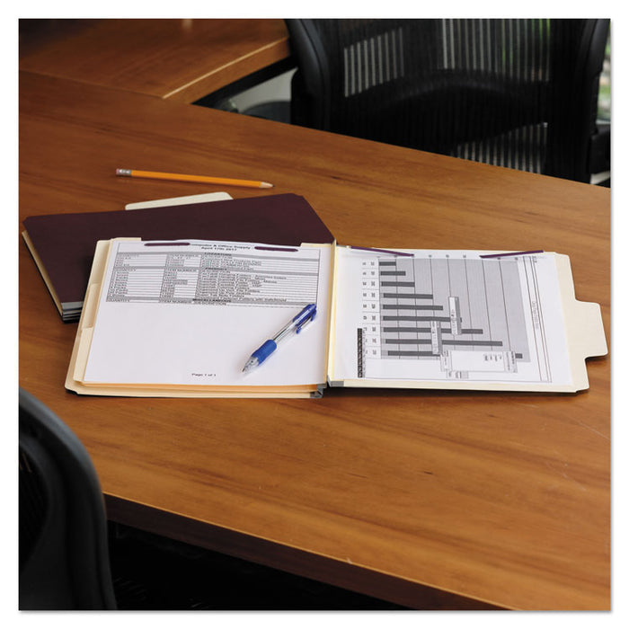 SuperTab Classification Folders, 2/5-Cut Tab, Expands 2", 2 Dividers, 6 SafeSHIELD Fasteners, Letter Size, Dark Gray, 10/Box