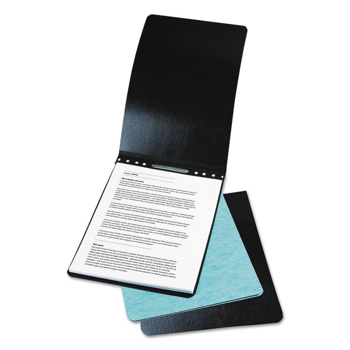 PRESSTEX Report Cover with Tyvek Reinforced Hinge, Top Bound, Two-Piece Prong Fastener, 2" Capacity, 11 x 14, Black/Black