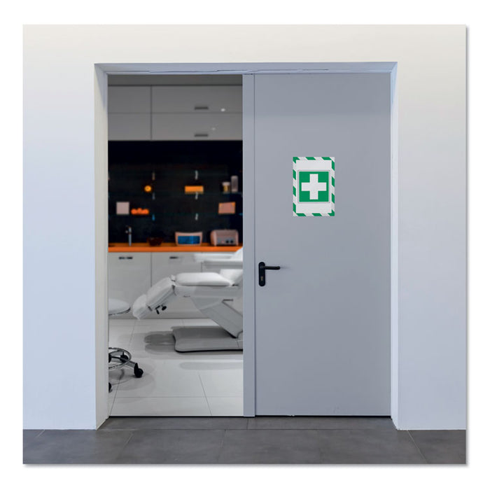 DURAFRAME Security Magnetic Sign Holder, 8.5 x 11, Green/White Frame, 2/Pack