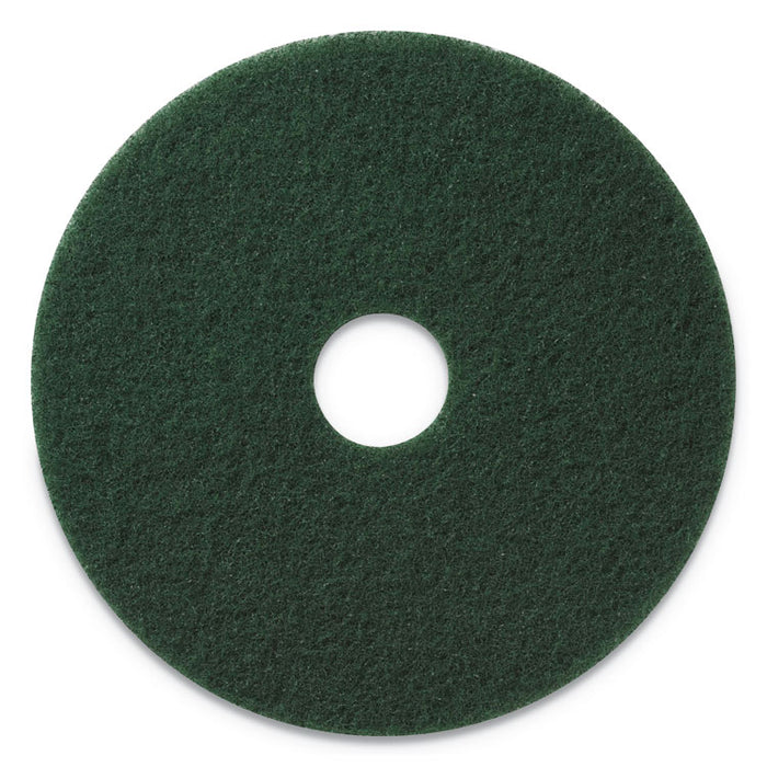 Scrubbing Pad, 14" Diameter, Green, 5/Carton