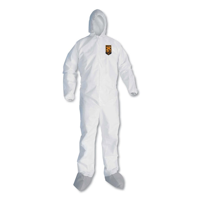 A45 Liquid/Particle Protection Surface Prep/Paint Coveralls, Hood, Elastic Wrist/Ankles, Boots, X-Large, White, 25/Carton