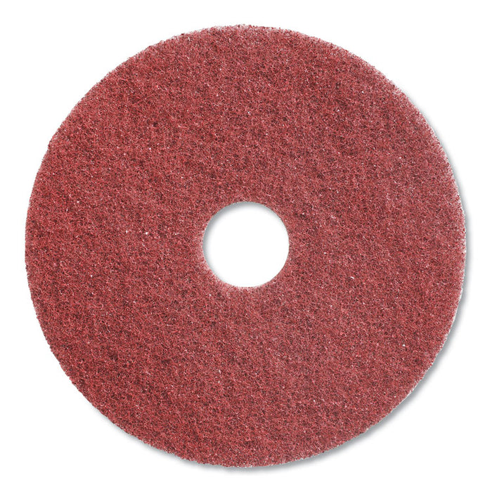High-Traffic Twister Floor Pad, 20" Diameter, Red, 2/Carton
