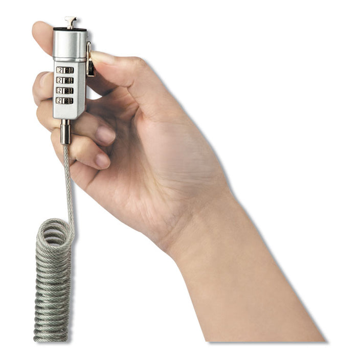 Compact Combination Laptop Lock, 6 ft Steel Cable