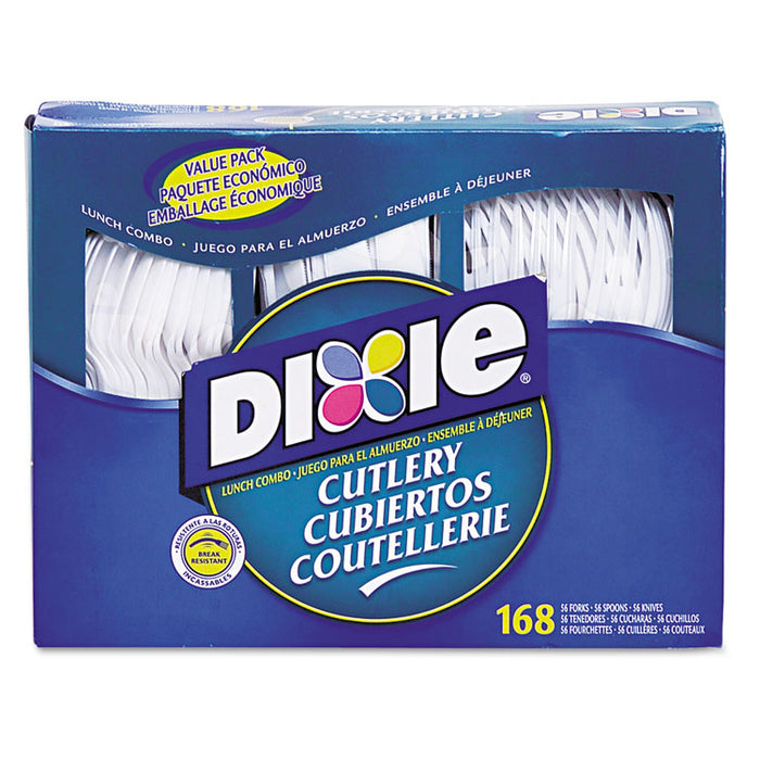 Combo Pack, Tray with White Plastic Utensils, Heavyweight, Fork/Knife/Spoon, 168/Pack