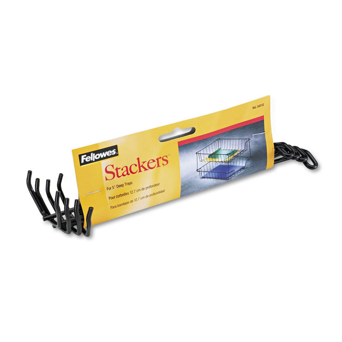 Desk Tray Stacking Posts for 5" Capacity Trays, Wire, Black, 4 Posts/Set