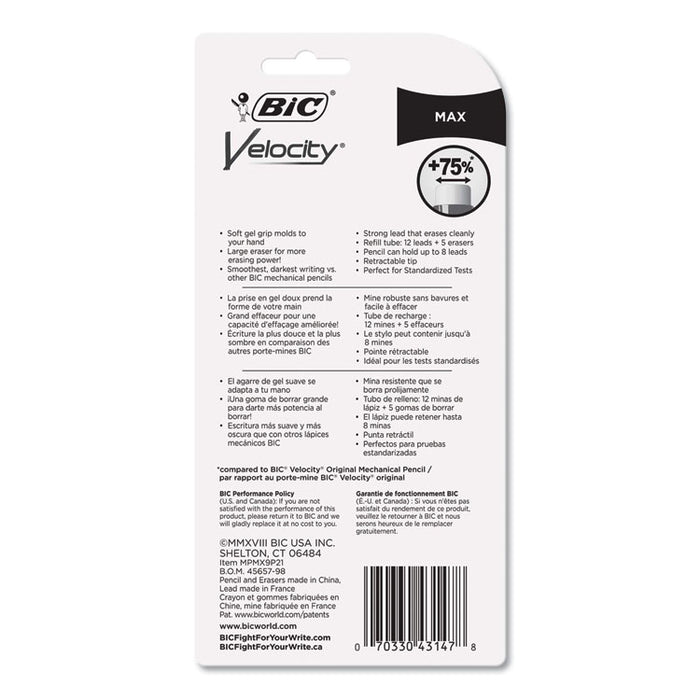 Velocity Max Pencil, 0.9 mm, HB (#2), Black Lead, Assorted Barrel Colors, 2/Pack