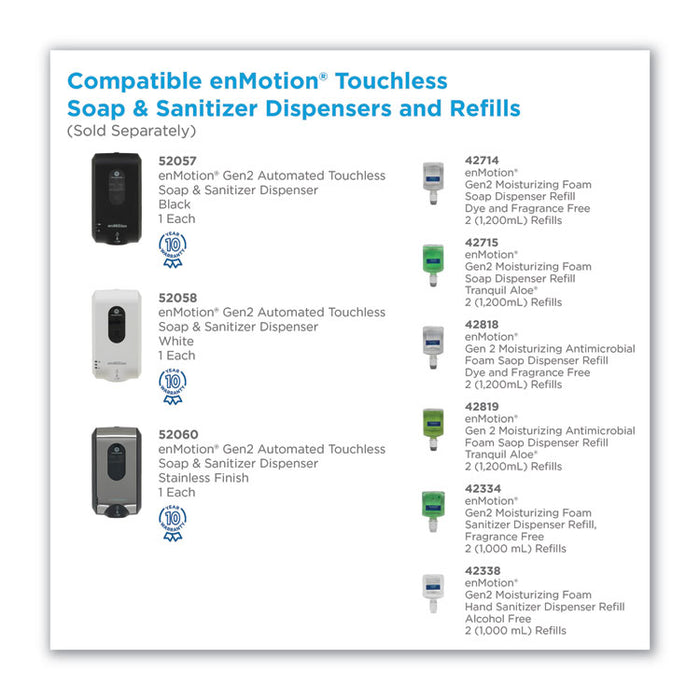 GP enMotion High-Frequency-Use Foam Sanitizer Dispenser Refill, 1,000 mL, Fragrance-Free, 2/Carton