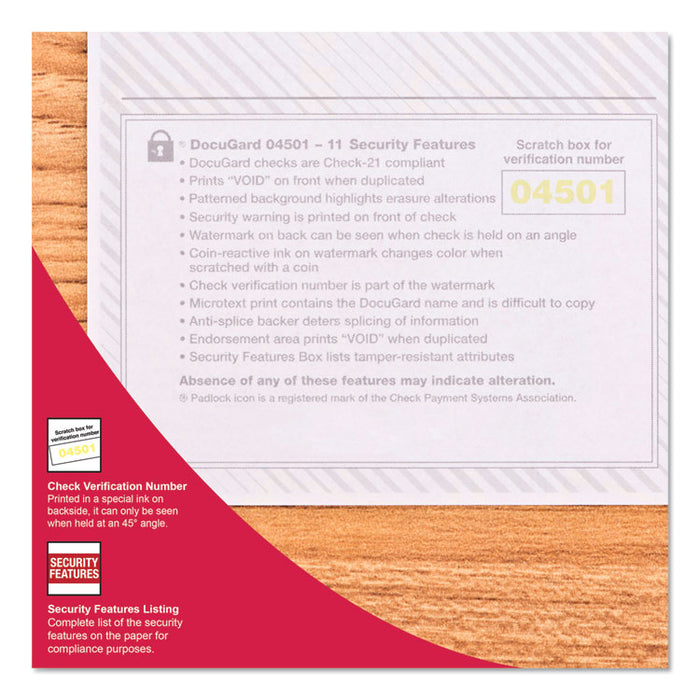 Security Business Checks, 11 Features, 8.5 x 11, Blue Marble Top, 500/Ream