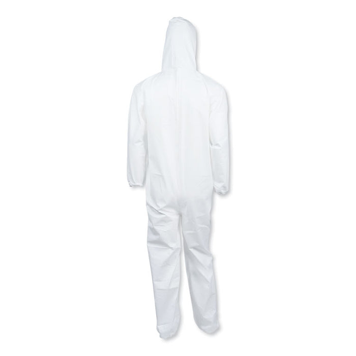 A40 Elastic-Cuff and Ankles Hooded Coveralls, 5X-Large, White, 25/Carton