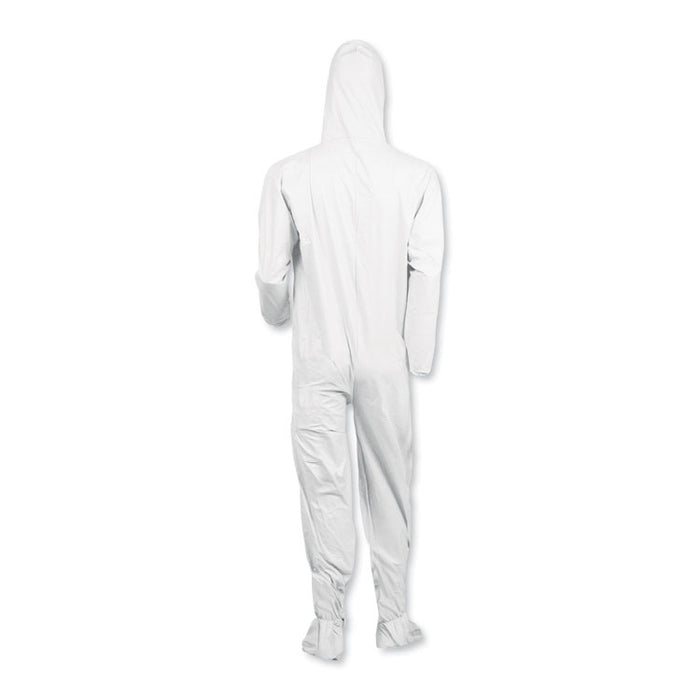 A45 Prep and Paint Coveralls, Zipper Front, Hood and Boots, Elastic Wrists and Ankles, White, 3X-Large, 25/Carton