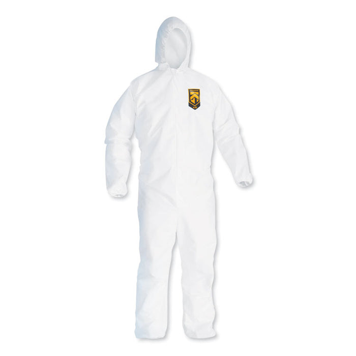 A20 Breathable Particle Protection Coveralls, Zip Front, Hood, Elastic Back Wrists and Ankles, Large, White