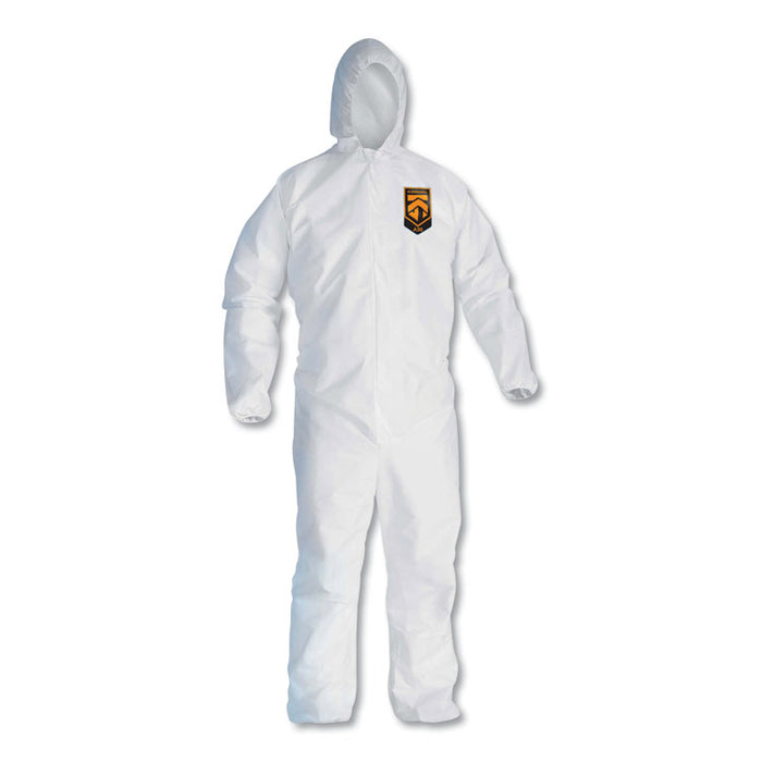 A30 Elastic-Back and Cuff Hooded Coveralls, 1" Flap, 2X-Large, White, 25/Carton