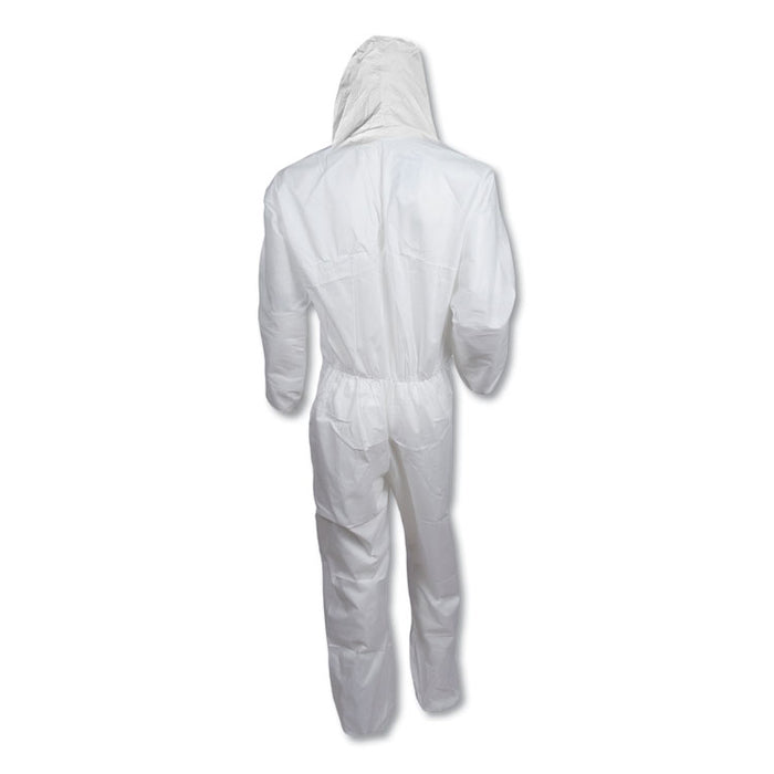 A30 Elastic-Back and Cuff Hooded Coveralls, 1" Flap, 3X-Large, White, 21/Carton