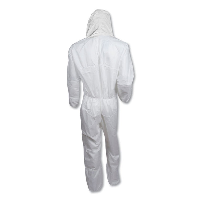 A20 Breathable Particle Protection Coveralls, Zip Front, Hood, Elastic Back Wrists and Ankles, Large, White