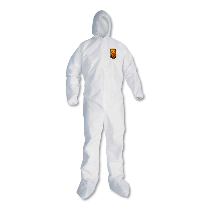 A20 Elastic Back and Ankle Hood and Boot Coveralls, X-Large, White, 24/Carton