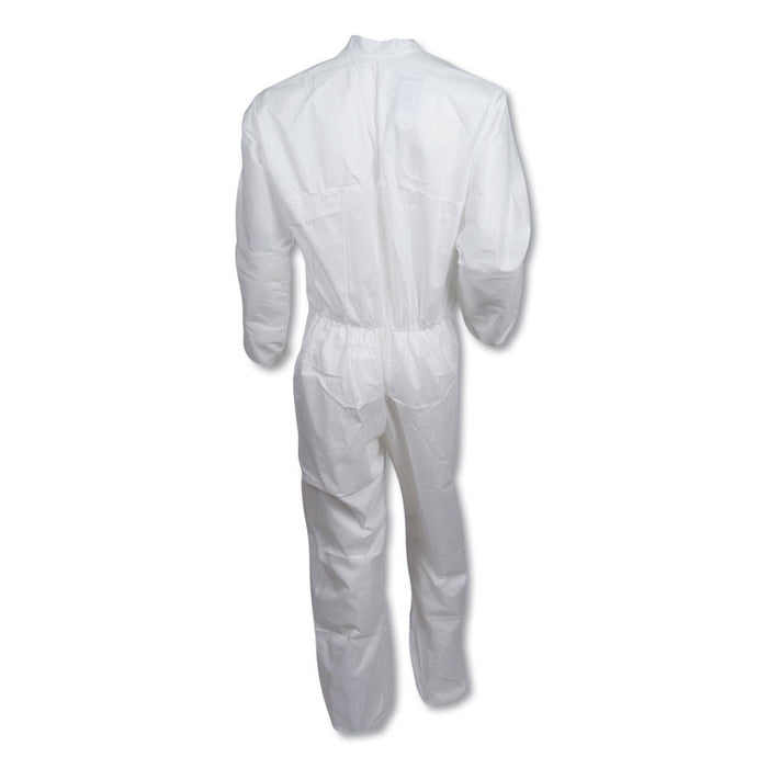 A30 Elastic-Back and Cuff Coveralls, 1" Flap, 4X-Large, White, 21/Carton