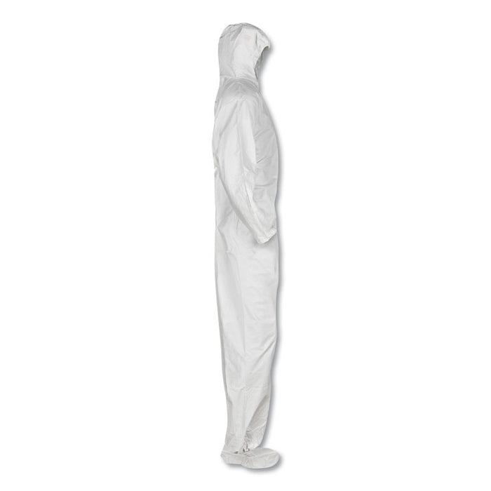 A20 Elastic Back and Ankle Hood and Boot Coveralls, 2X-Large, White, 24/Carton