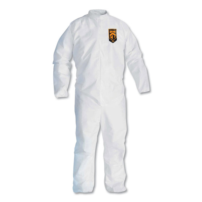 A30 Elastic Back Coveralls, Open Wrists and Ankles, 1" Flap, Medium, White, 25/Carton