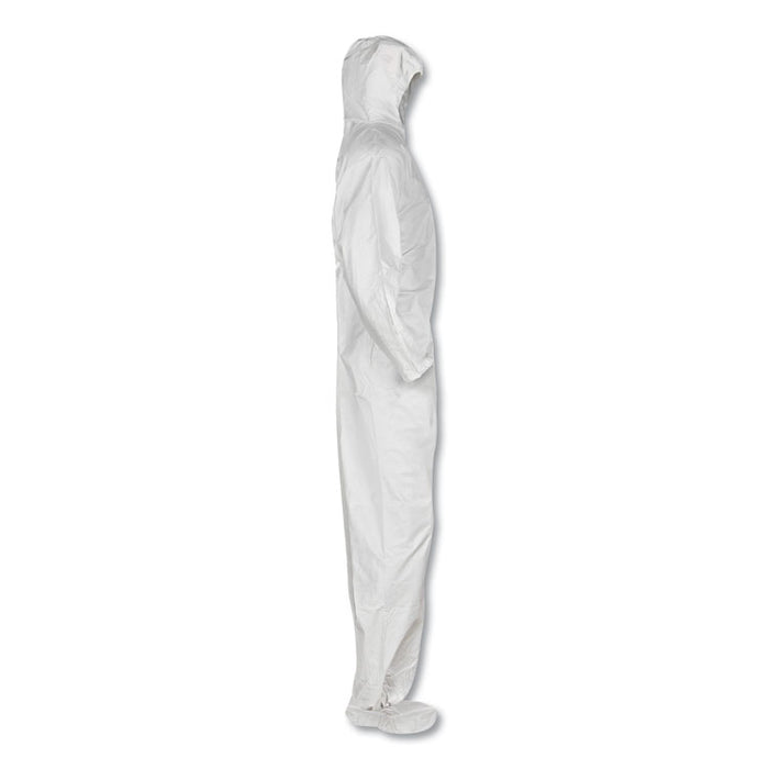 A20 Elastic Back and Ankle Hood and Boot Coveralls, X-Large, White, 24/Carton