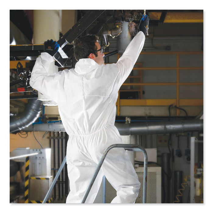A30 Elastic-Back and Cuff Hooded Coveralls, 1" Flap, 3X-Large, White, 21/Carton