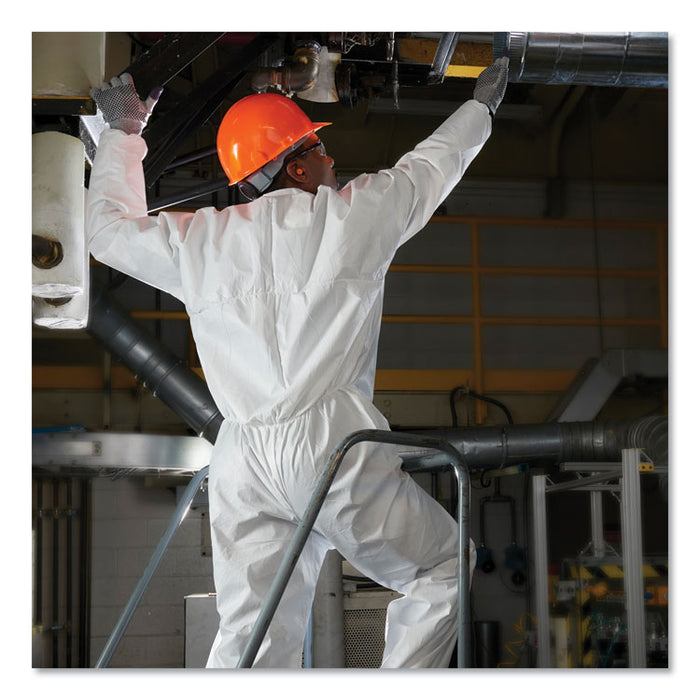 A30 Elastic-Back and Cuff Coveralls, 1" Flap, 2X-Large, White, 25/Carton