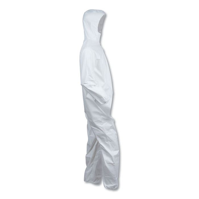 A40 Elastic-Cuff and Ankle Hooded Coveralls, 4X-Large, White, 25/Carton