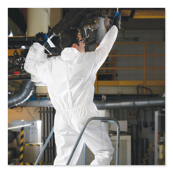 A30 Elastic-Back and Cuff Hooded Coveralls, 1" Flap, 2X-Large, White, 25/Carton