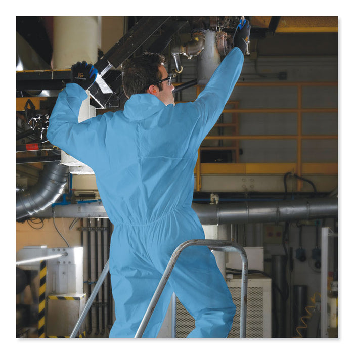 A20 Elastic Back Wrist/Ankle, Hood/Boots Coveralls, 3X-Large, Blue, 20/Carton