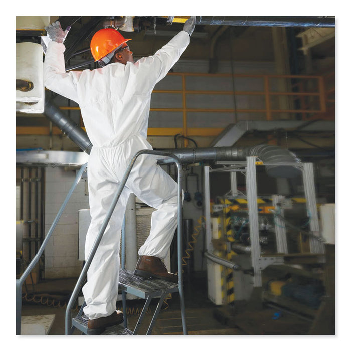 A30 Elastic-Back Coveralls, Open Wrist and Ankles, 1" Flap, White, 2X-Large, 25/Carton