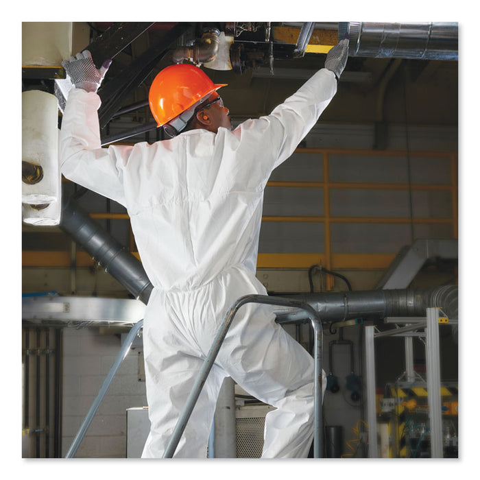 A30 Elastic-Back and Cuff Coveralls, 1" Flap, X-Large, White, 25/Carton