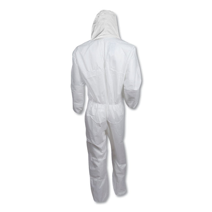 A30 Elastic-Back and Cuff Hooded Coveralls, 1" Flap, X-Large, White, 25/Carton