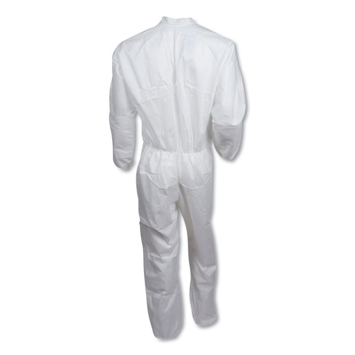 A30 Elastic-Back Coveralls, Open Wrist and Ankles, 1" Flap, White, 2X-Large, 25/Carton