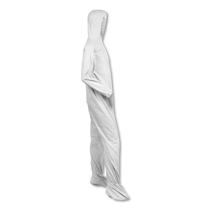 A45 Prep and Paint Coveralls, Zipper Front, Hood and Boots, Elastic Wrists and Ankles, White, Large, 25/Carton
