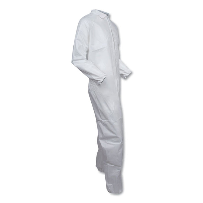 A30 Elastic-Back and Cuff Coveralls, 1" Flap, 4X-Large, White, 25/Carton