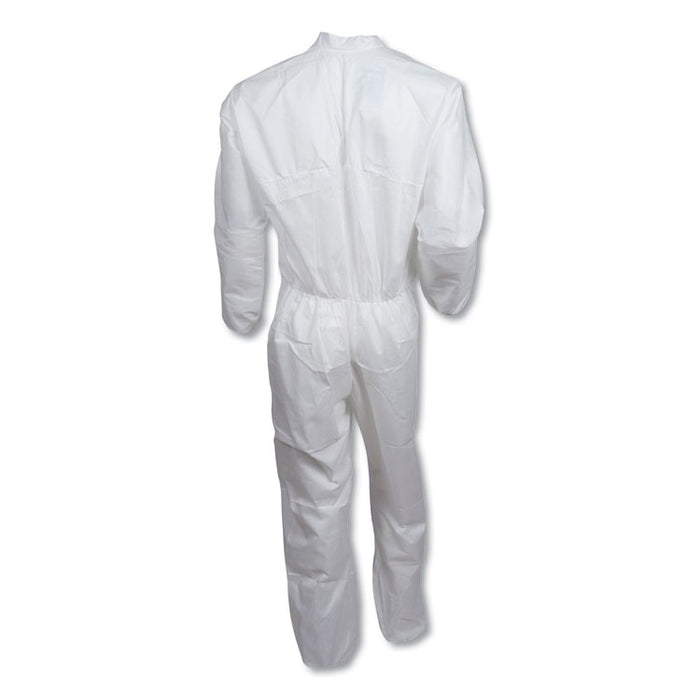 A30 Elastic-Back Coveralls, Open Wrist and Ankles, 1" Flap, White, X-Large, 25/Carton