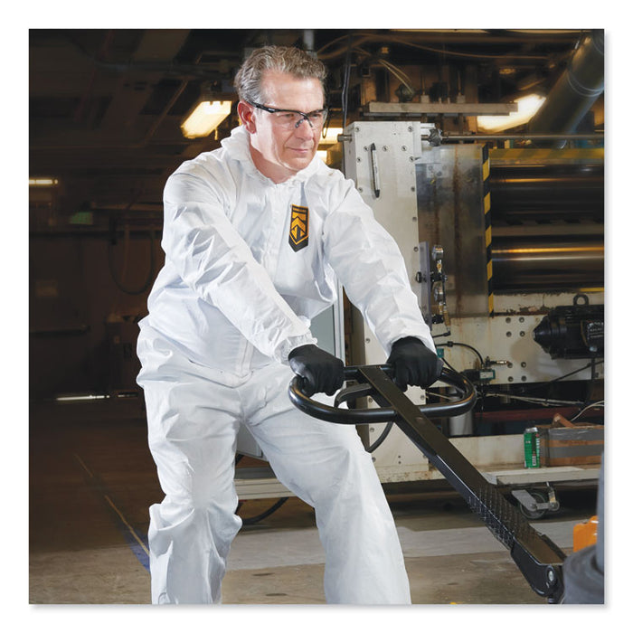 A40 Elastic-Cuff and Ankle Hooded Coveralls, 4X-Large, White, 25/Carton